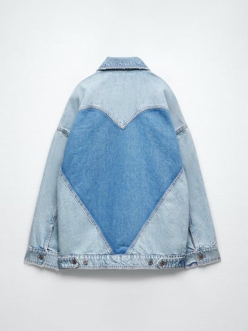 Zara Light Blue Denim Jacket with Heart Back Panel S